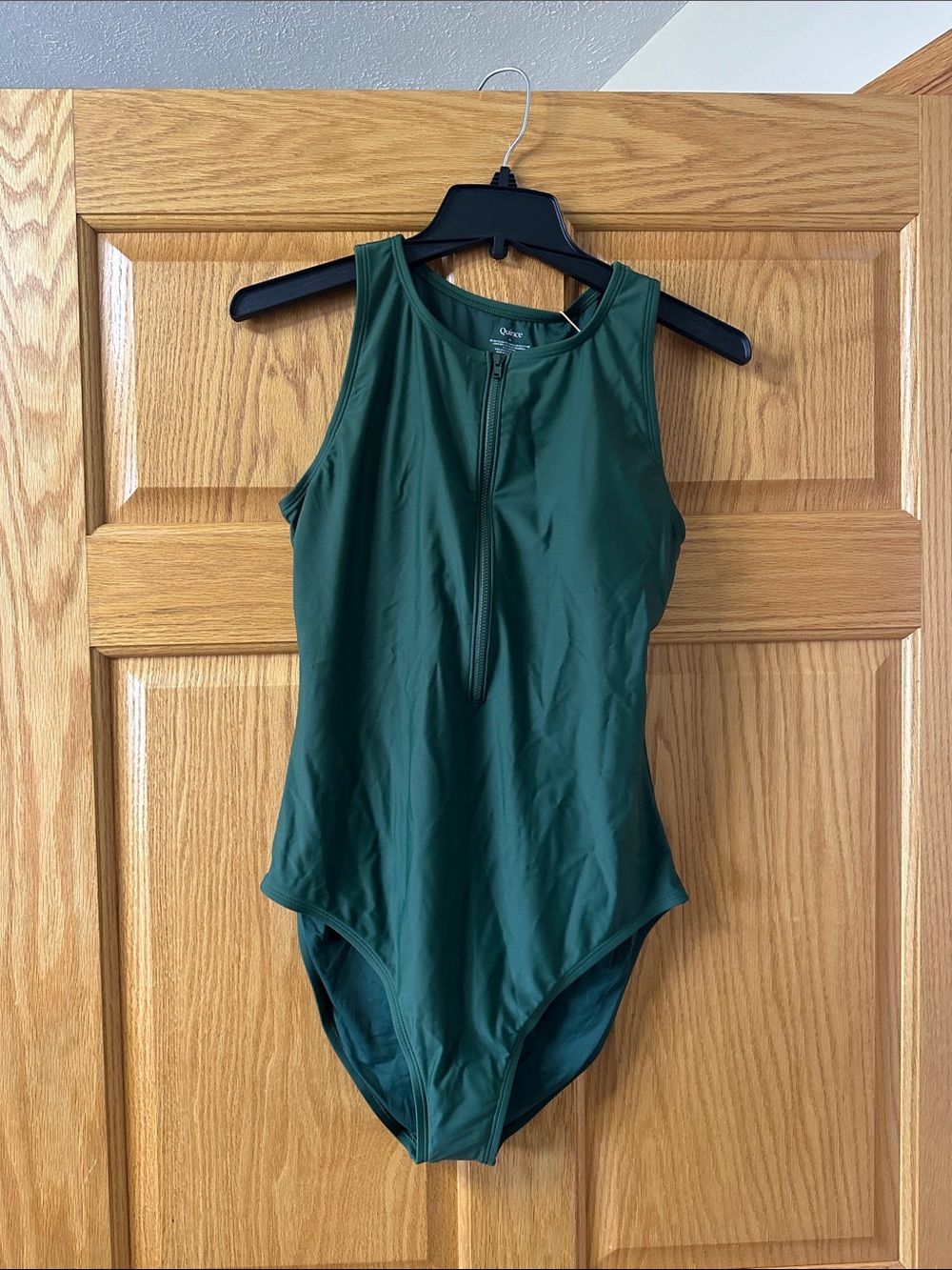 Quince Forest Green Front-Zip One-Piece Swimsuit